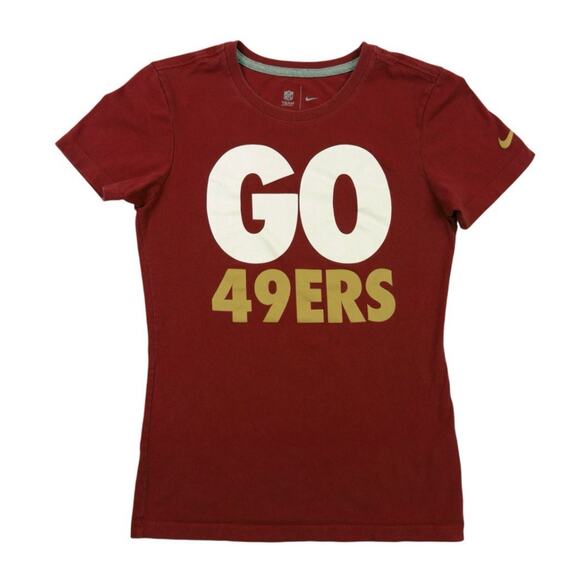 Nike NFL Team Apparel “GO 49ERS” Red T-Shirt Size S Official NFL Fan Tee - Picture 1 of 9